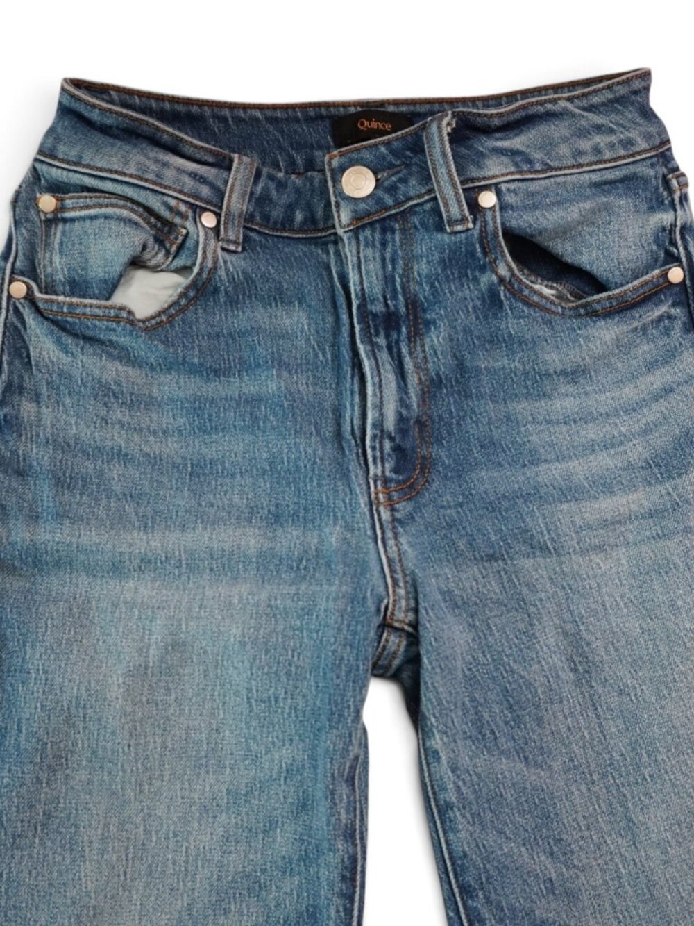 Quince Comfort Stretch High Rise Cropped Wide Leg Jeans Stormy Blue Sz 27x25 - Picture 7 of 16